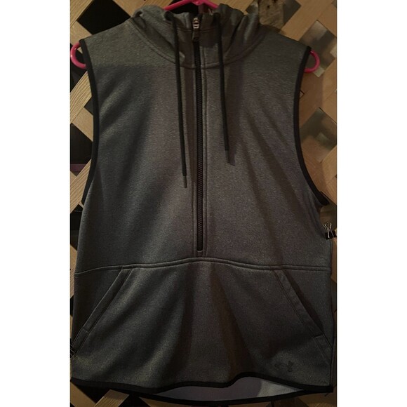 UNDER ARMOUR Gray Storm Half Zip Hooded Coldgear Vest Men's Loose fit M - Picture 1 of 8